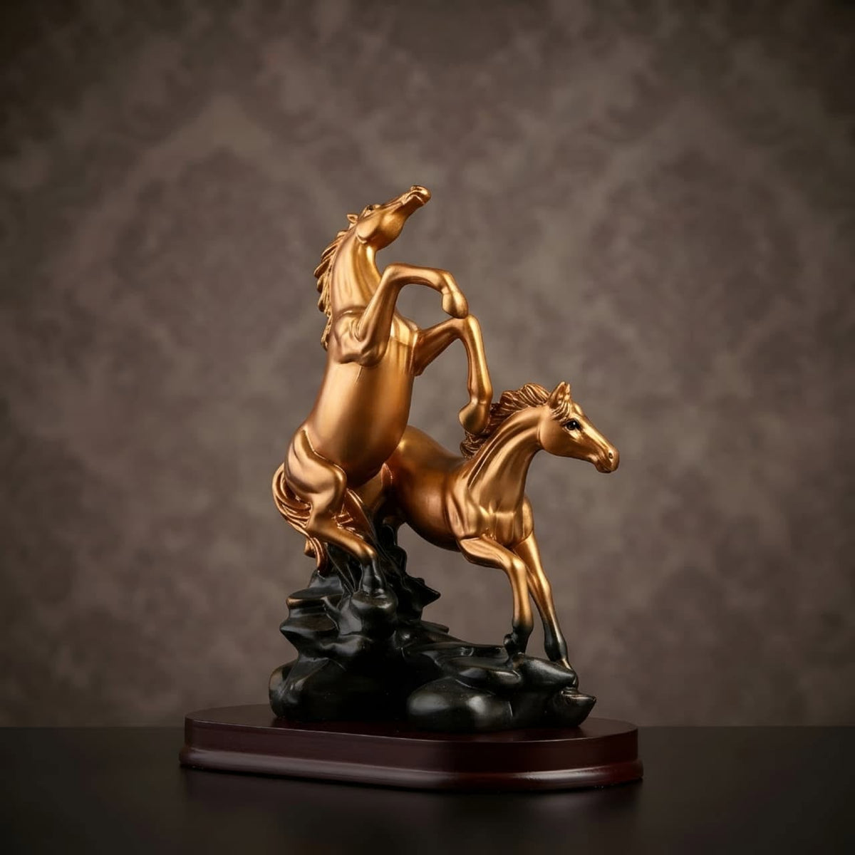 Premium Golden Running Horses Showpiece Small