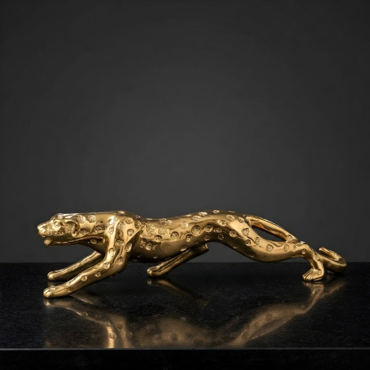 Royal Golden Prowling Panther Figurine Large