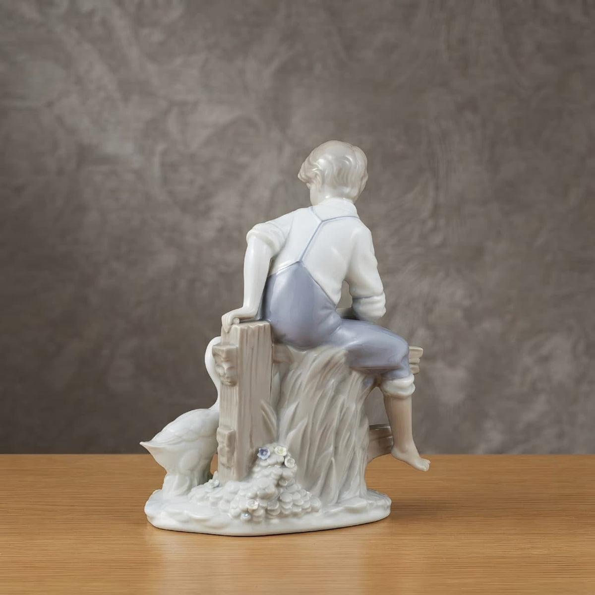 Artisanal Ceramic Boy and Duck Showpiece GI0012 back view