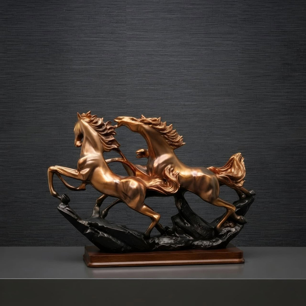 Golden Galloping Horses Decorative Showpiece GI0023 rear view
