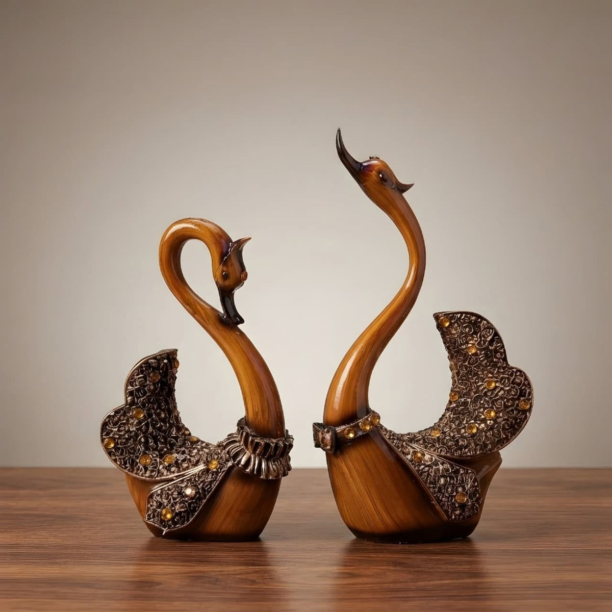 Premium Elegant Swan Couple Decorative Statue GI003, pair display