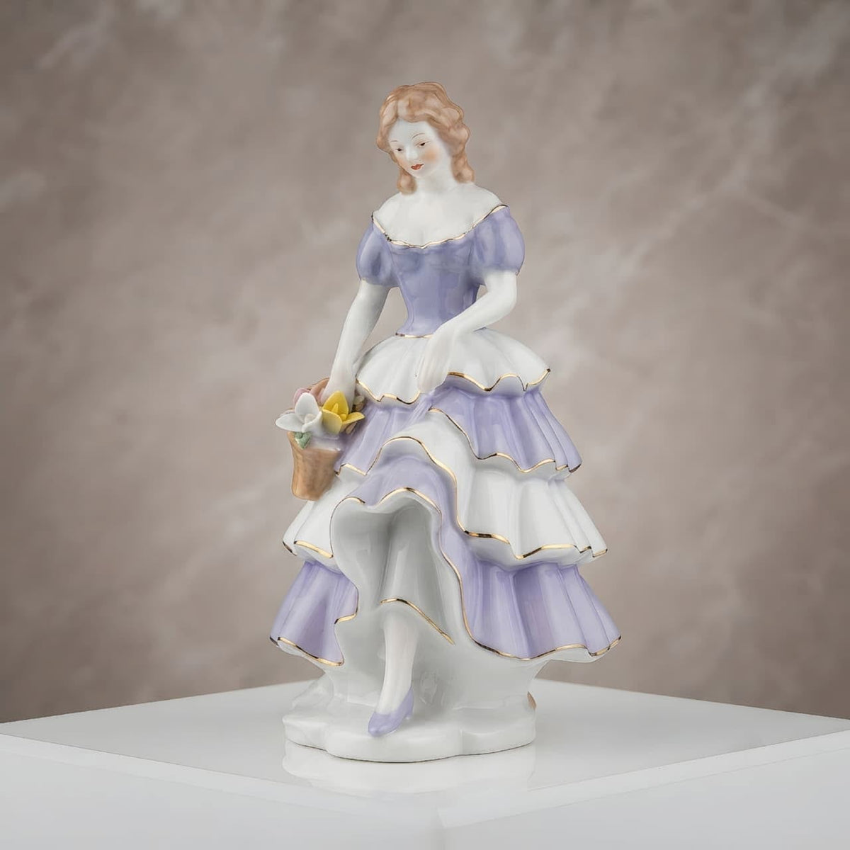 Graceful Victorian Lady with Flower Basket GI006, angled view