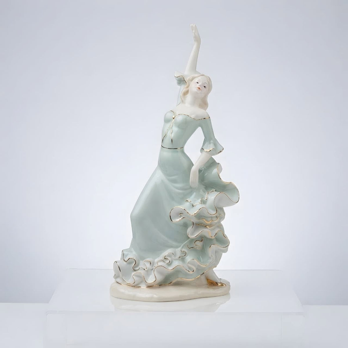 Vintage Style Porcelain Flamenco Dancer Figurine GI007, angled view