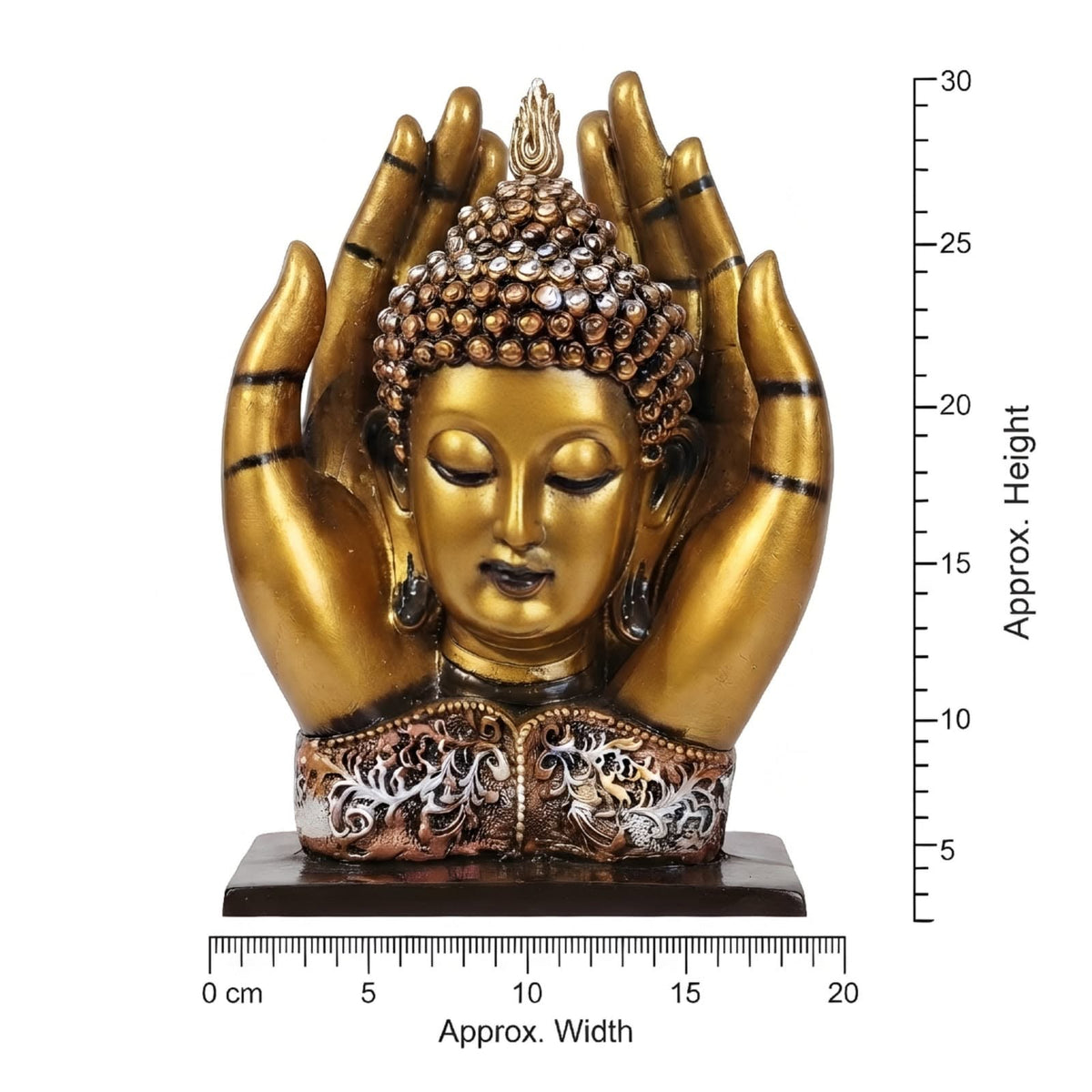 Premium Spiritual Buddha Head in Hands Sculpture