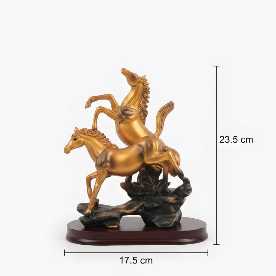 Premium Golden Running Horses Showpiece Small