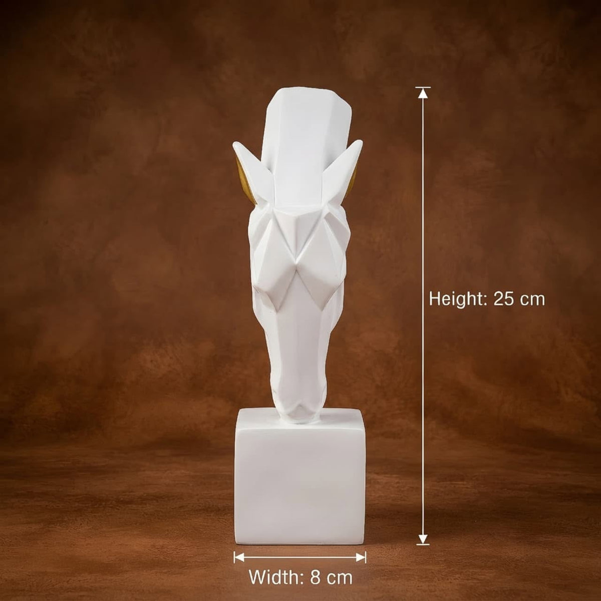 Modern Geometric White and Gold Horse Head Statue