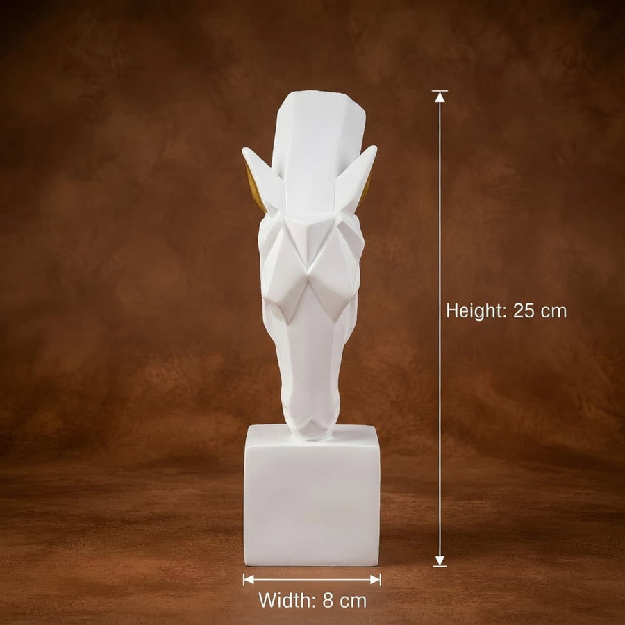 Modern Geometric White and Gold Horse Head Statue