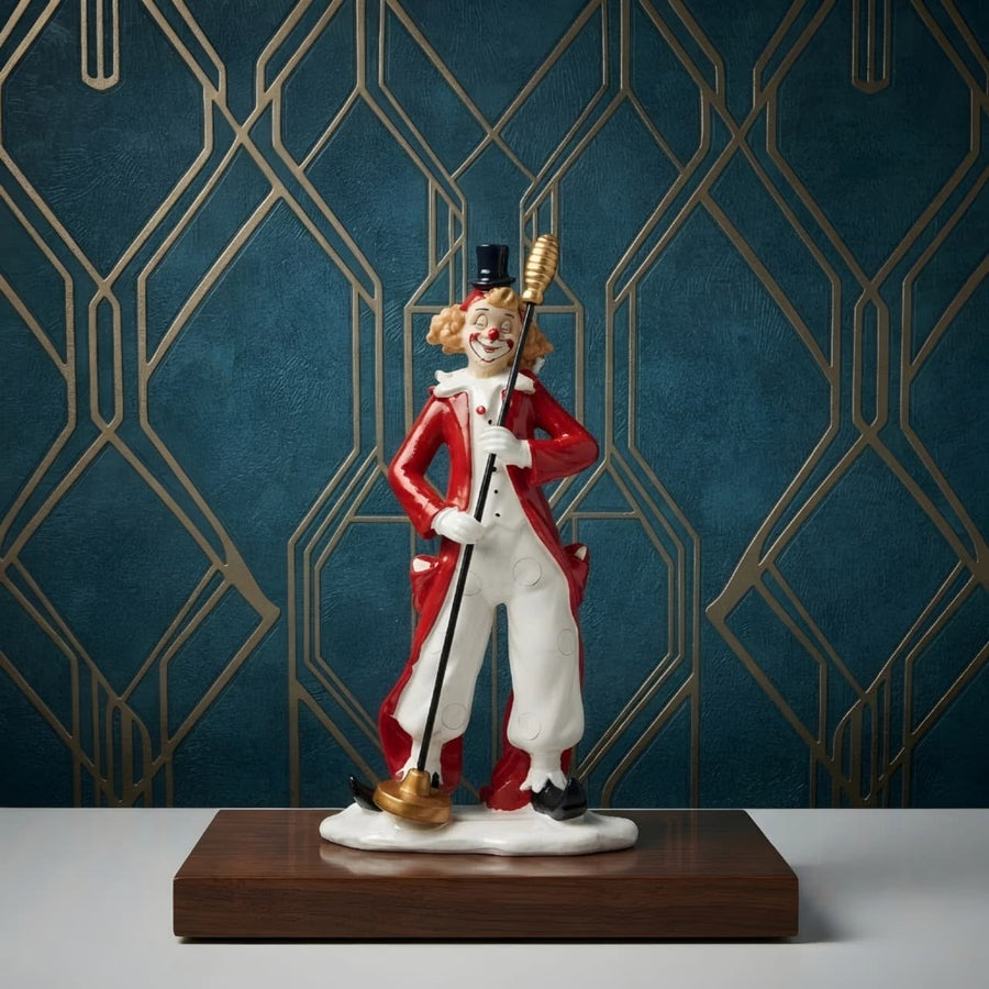 Vintage Circus Clown Decorative Figurine with Staff