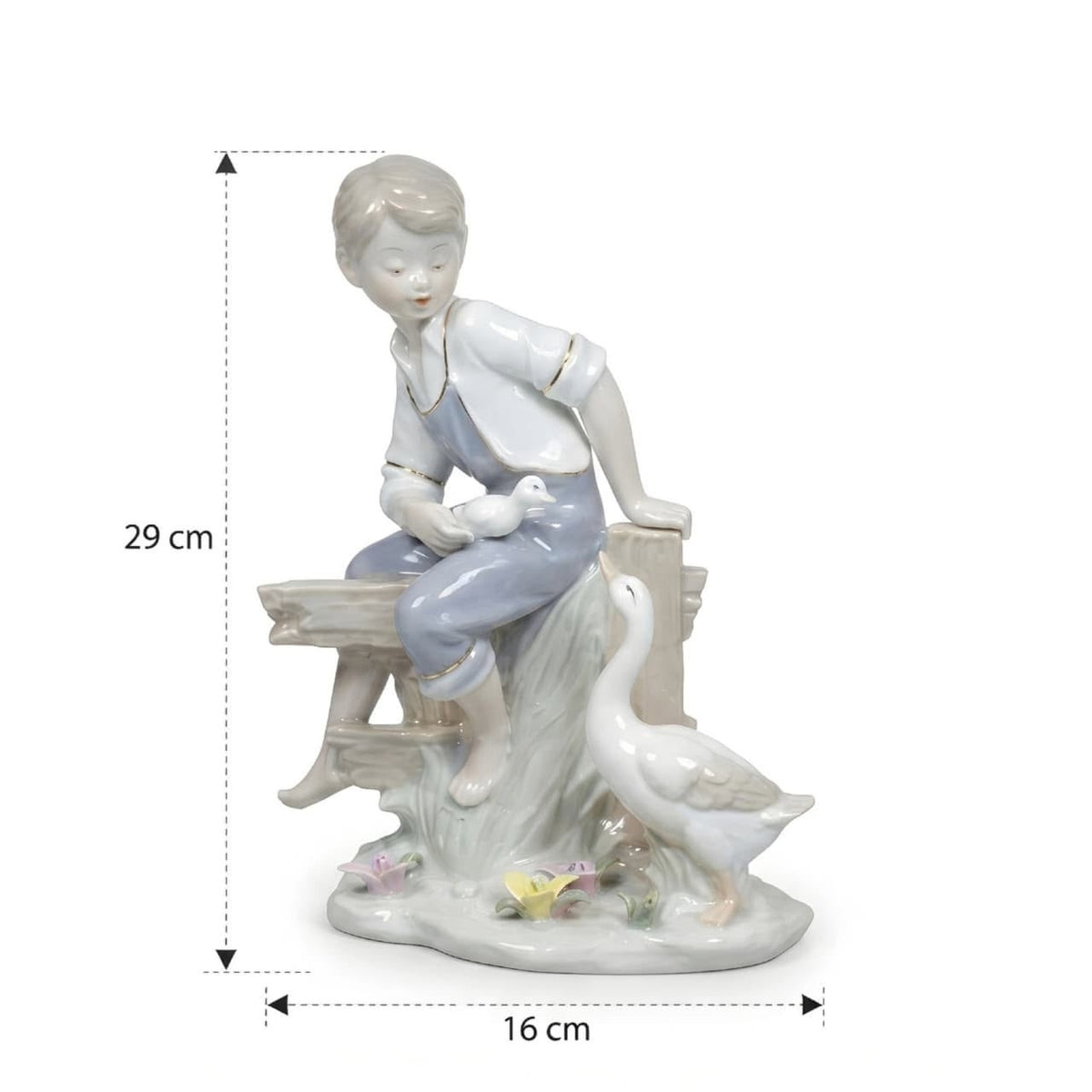 Artisanal Ceramic Boy and Duck Showpiece GI0012 dimensions 29 cm by 16 cm