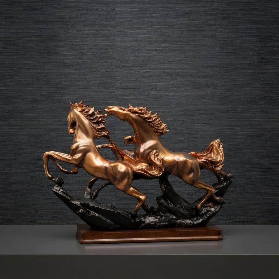 Golden Galloping Horses Decorative Showpiece GI0023 rear view