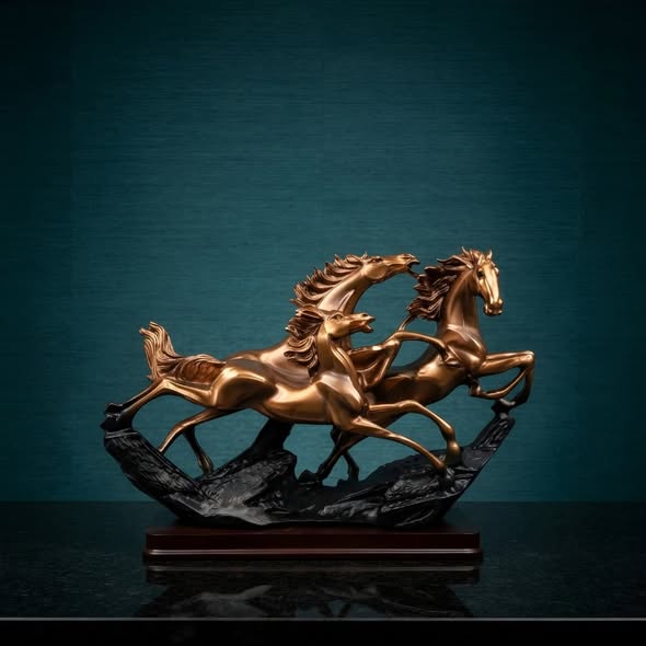 Golden Galloping Horses Decorative Showpiece GI0023 lifestyle view