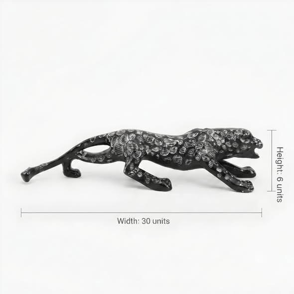 Royal Black Prowling Panther Figurine Large GI0017, approximately 6 cm high and 30 cm wide