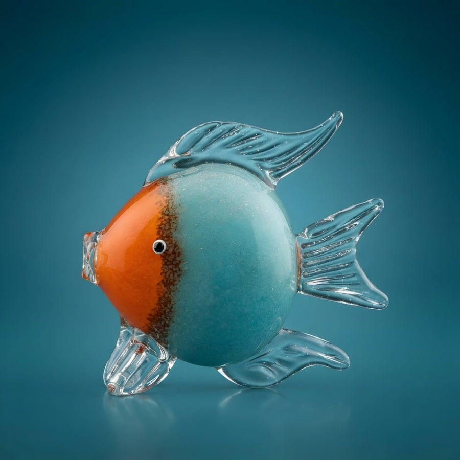 Crystal Blue and Orange Glass Fish Showpiece GI0019, product view
