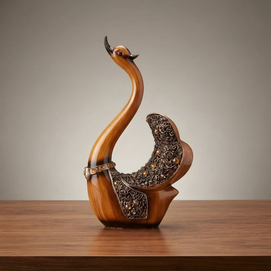 Premium Elegant Swan Couple Decorative Statue GI003, front view