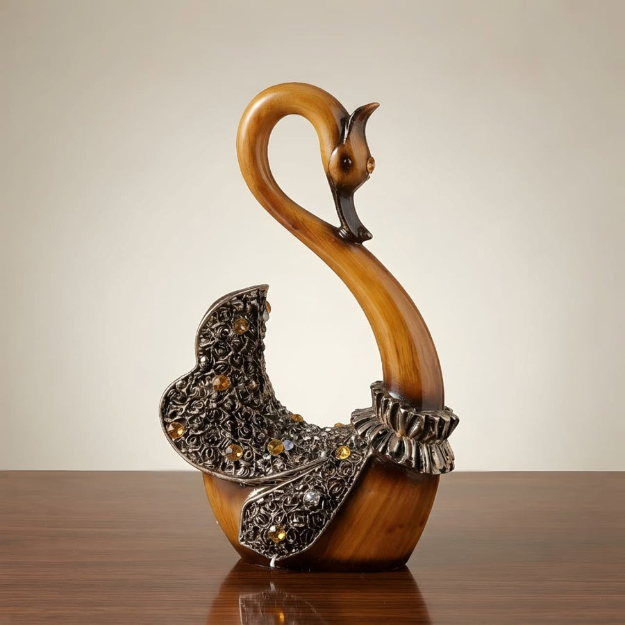Premium Elegant Swan Couple Decorative Statue GI003, alternate view