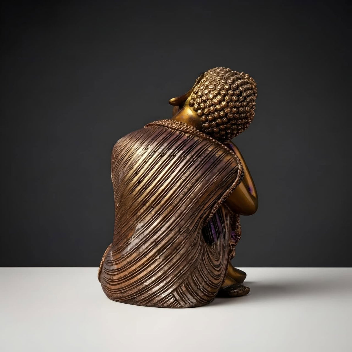 Resting Buddha Figurine with Bronze Finish GI004, rear view