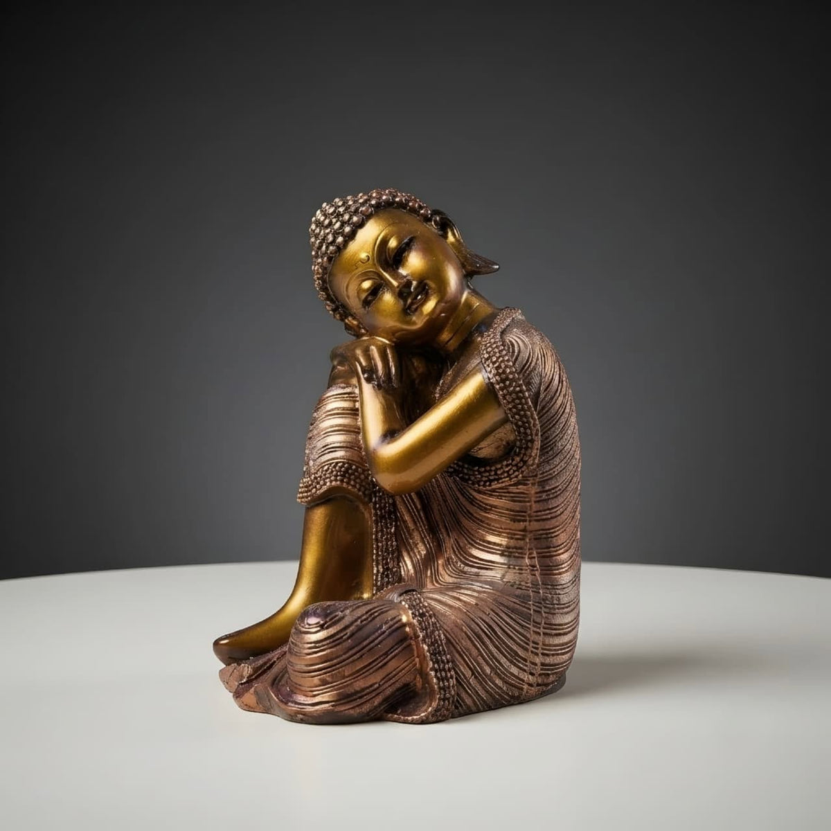 Resting Buddha Figurine with Bronze Finish GI004, front view
