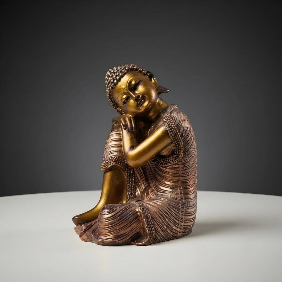 Resting Buddha Figurine with Bronze Finish GI004, front view