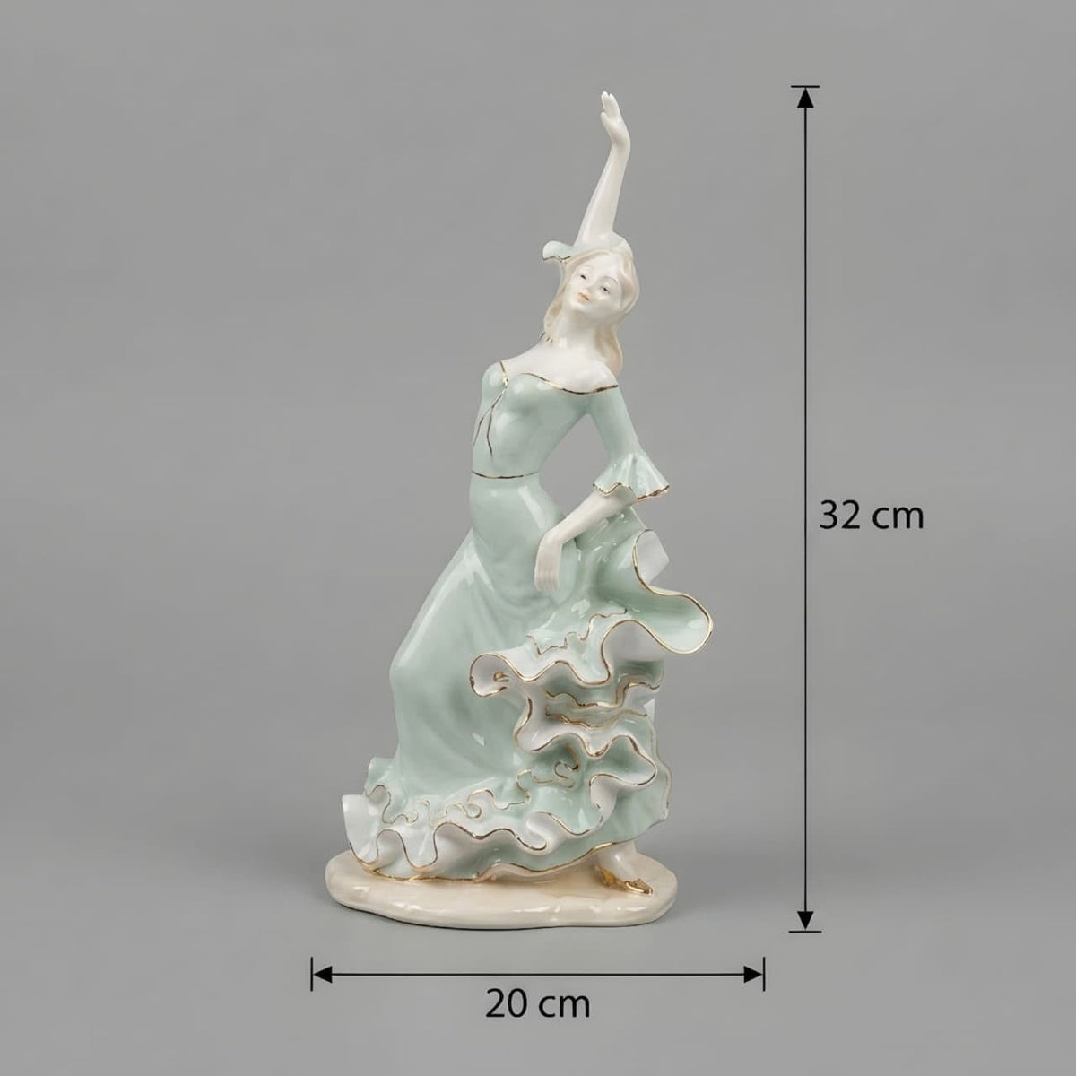 Vintage Style Porcelain Flamenco Dancer Figurine GI007, approximately 32 cm high and 20 cm wide