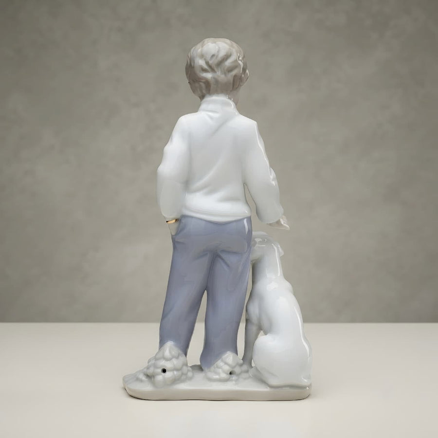 Premium Ceramic Boy with Dog Showpiece GI008, rear view