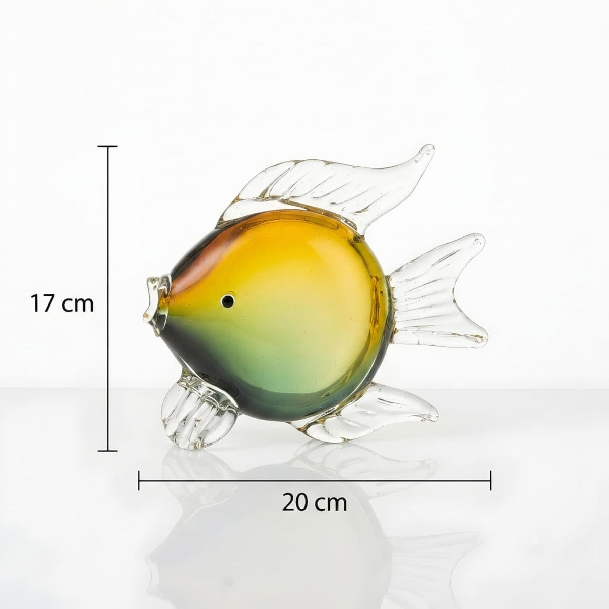 Ocean Glow Art Glass Fish Showpiece GI0020 dimensions 17 cm by 20 cm
