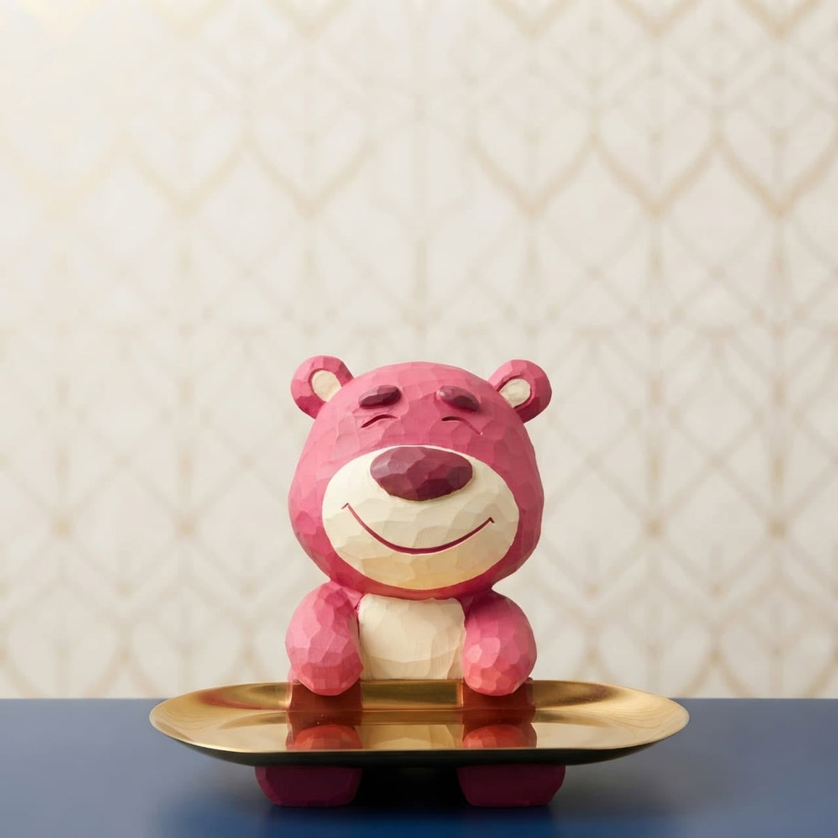 Smiley Pink Bear with Golden Tray Organizer GI0021 front view